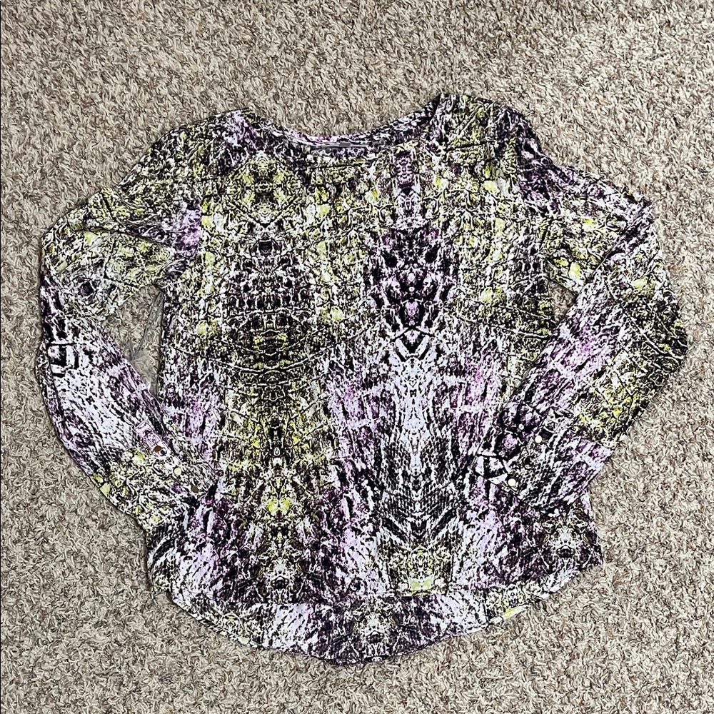 Jennifer Lopez Snakeskin Print Long Sleeve Top